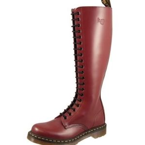 Dr Marten's 20 hole cherry red knee high boot